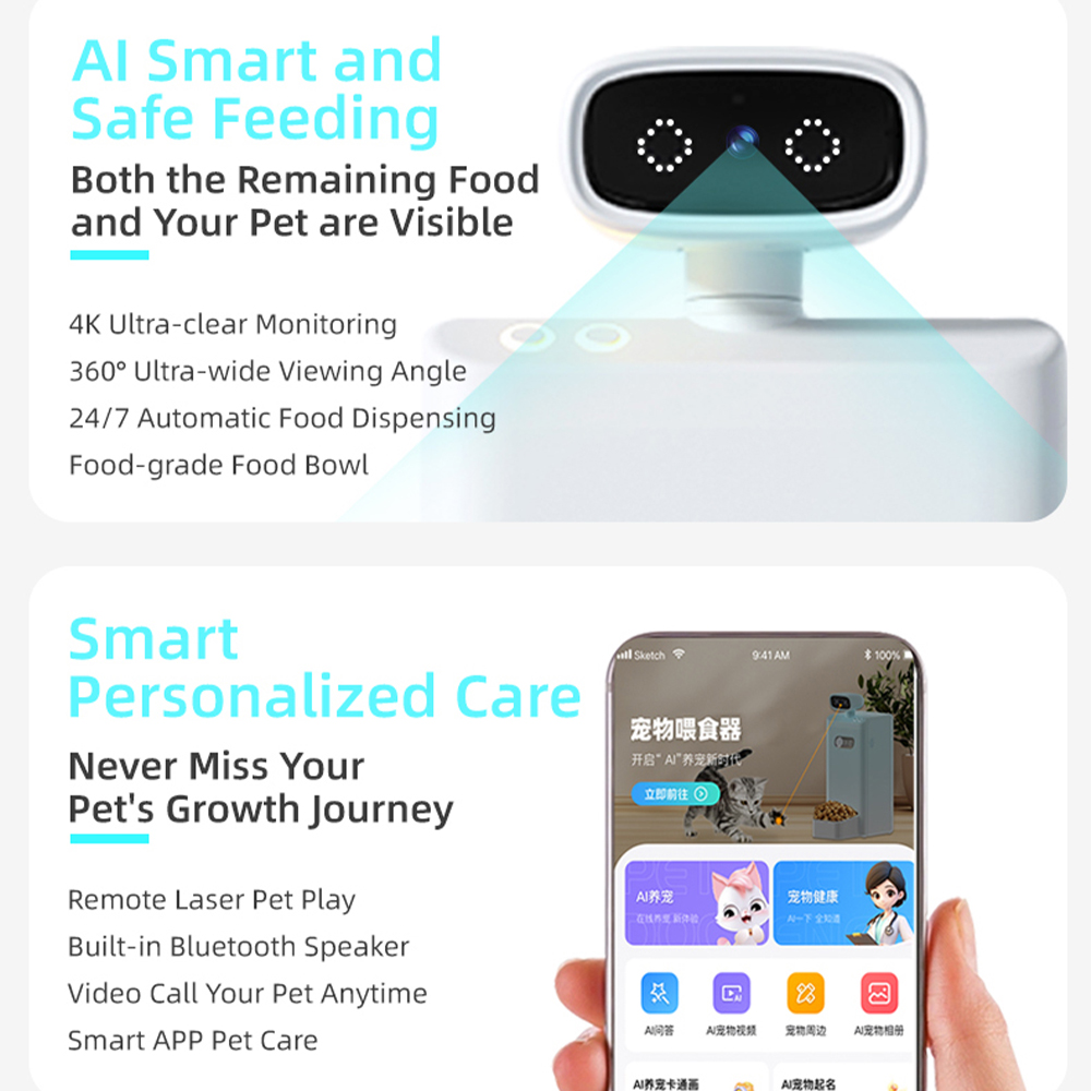 4K HD Smart AI Pet Camera Feed - Pet Feeders recension och pris
