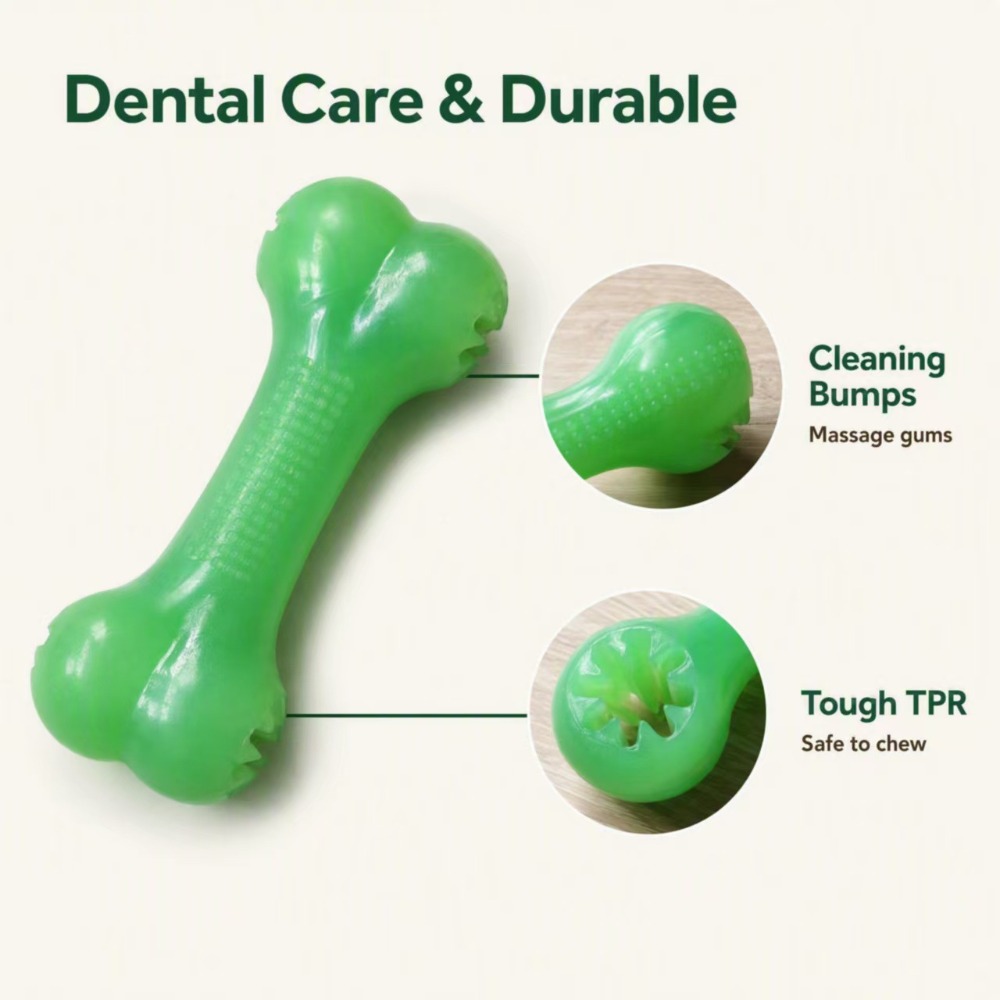 Glow in Dark TPR Dog Bone Toy, - Teeth Cleaning Dog Chew Bone recension och pris
