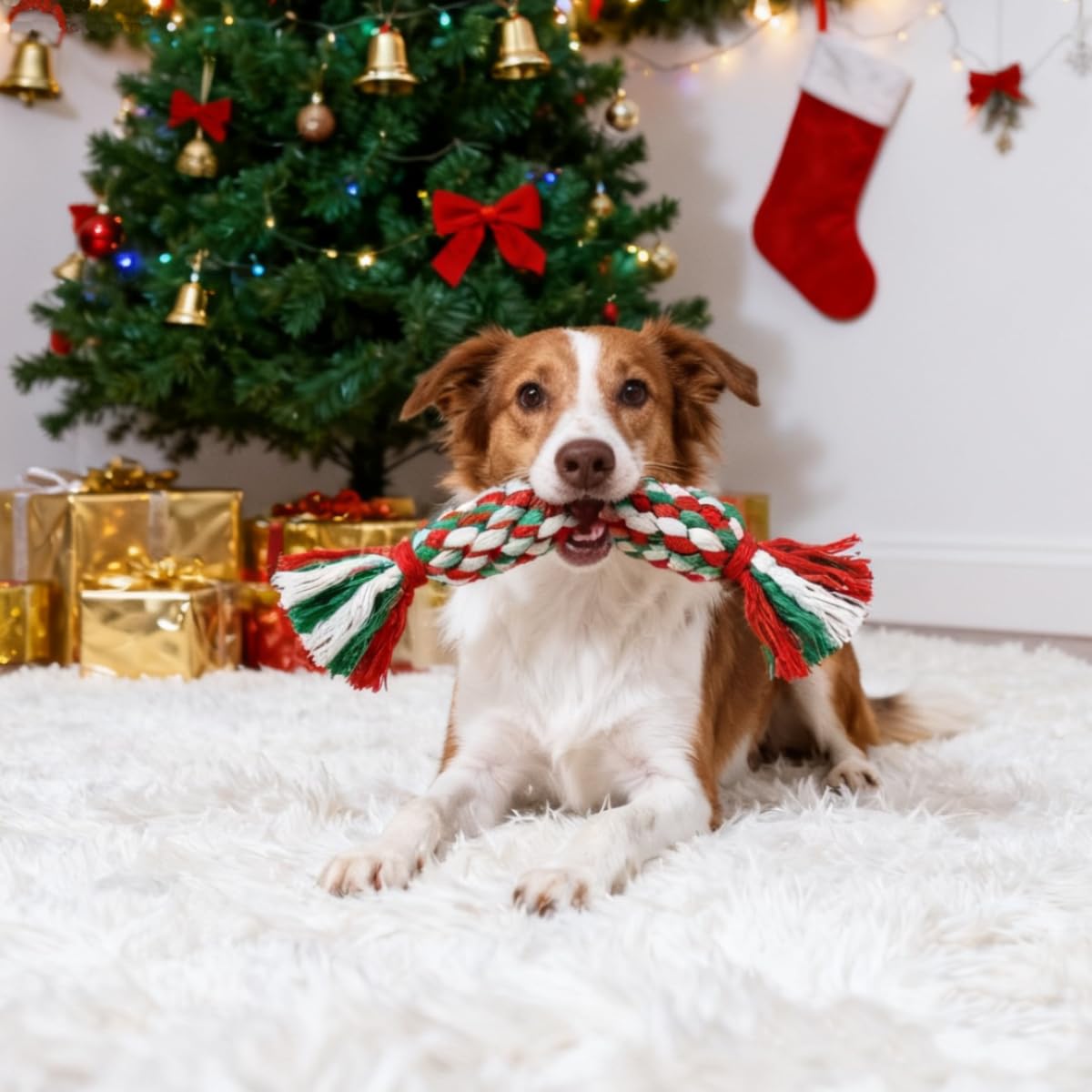 Christmas Cotton Rope Dog Chew - Teeth Cleaning Dog Chew Bone recension och pris