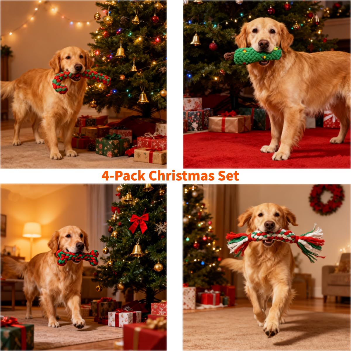 Christmas Cotton Rope Dog Chew - Teeth Cleaning Dog Chew Bone recension och pris